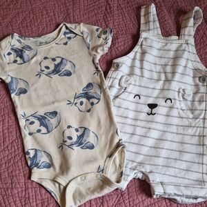 Carter's Beige and White Panda Bear Bodysuits